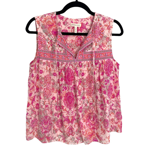 Rebecca Taylor Sleeveless 100% Silk Dreamweaver Top Powder Pink 2 - Picture 1 of 9